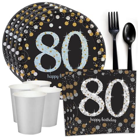 Sparkling Celebration 80th Birthday Standard Tableware Kit Serves 8