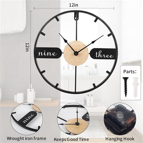 Rustic Wall Clock Silent Inch Battery Operated Home Decor For Bathr