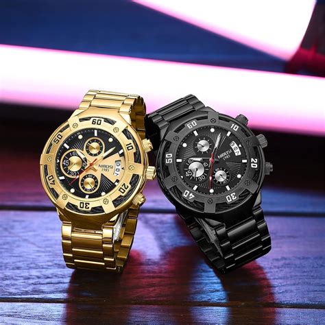 Nibosi Men S Watches Analog Chronograph Quartz Gold Watches For Men Business Waterproof Military