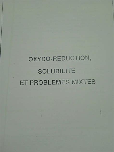 Solution Oxydo R Duction Solubilit Exercices Corrig S Studypool