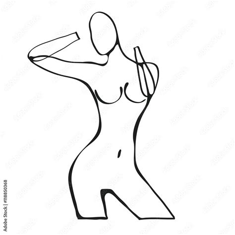 Beautiful Black And White Nude Woman Silhouette Stock Vector Adobe Stock