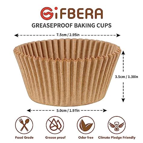 Bera Natural White Cupcake Liners Standard Baking Cups Paper Grease Proof