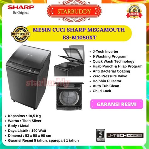 Jual Sharp Mesin Cuci Tabung Es M Xt Sa J Tech Inverter Kg