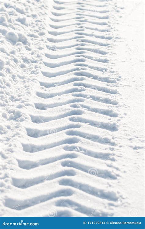 Traces Of Wheels In The Snow Stock Photo Image Of Light Wheels