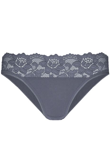 GREY Lace Low Rise Bikini Knickers Plus Size To