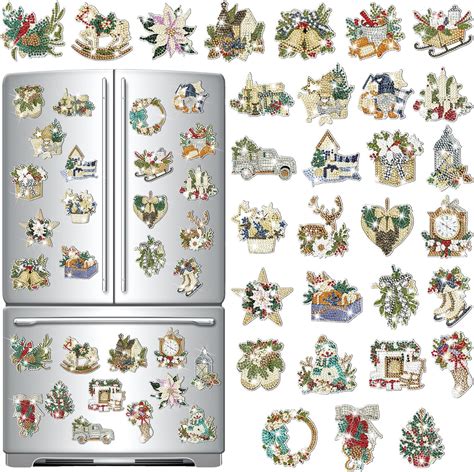 Copkim 30 Pcs Christmas Diamond Painting Magnets