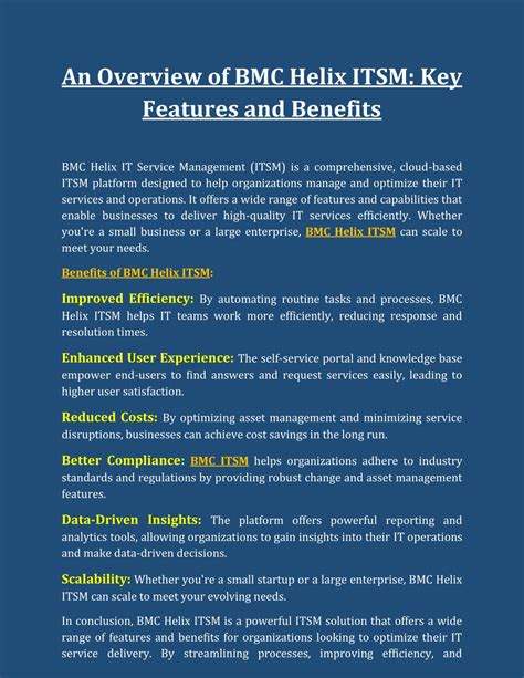 Ppt An Overview Of Bmc Helix Itsm Key Features And Benefits Powerpoint Presentation Id 12564563