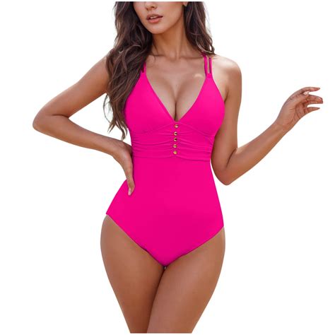 DISKEBUISS Women S Plus Size Bikini Solid Color Summer Swimsuit Backless Padded Beach Bathing