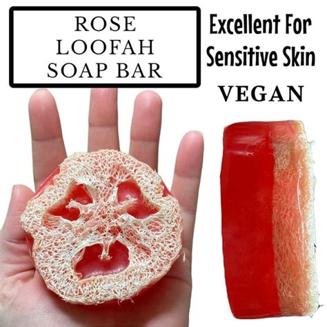 Effervescent Bubbles Bath And Body Bar Rose Scent Loofah Soap