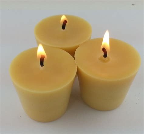 Pack Of 4 Organic Beeswax Lemongrass Votive Candles Burn 15 Hours Handmade Bees Wax Opening