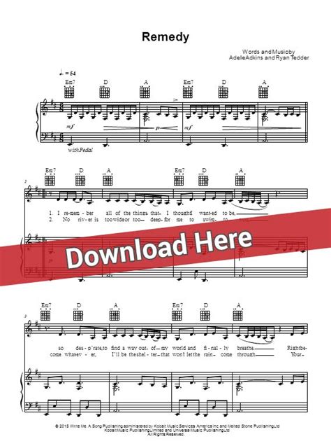 Adele Remedy Sheet Music Piano Notes Chords