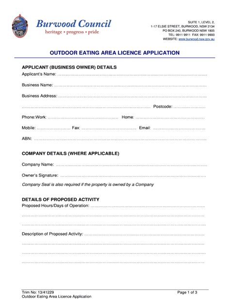 Fillable Online Application Form For Registration Of Food Premises 2018