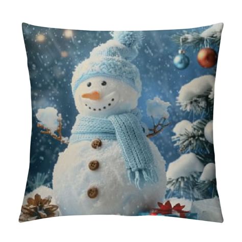 Creowell Snowman Throw Pillow Covers Christmas Decorations Snowy Day