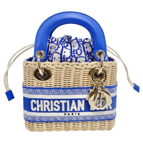 79 Christian Dior M7600 Dior Wicker ämpärilaukku Blue Dior Oblique