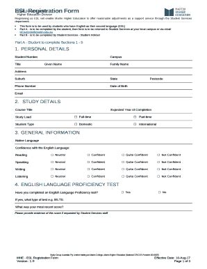 Esl Registration Doc Template Pdffiller