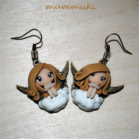 Polymer Clay Angels Earrings Etsy Fimo