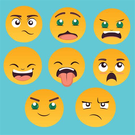 8 Sets Of Cartoon Facial Expressions Icons 25374943 Vector Art At Vecteezy