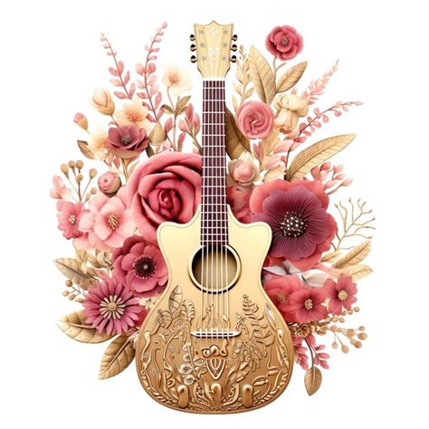 Premium Ai Image Beautiful Pink Guitar Clipart Illustration