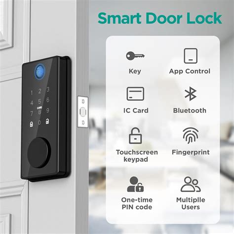 Smart Lock, Biometric Door Lock, 5-in-1 Keyless Entry, App Control, Black