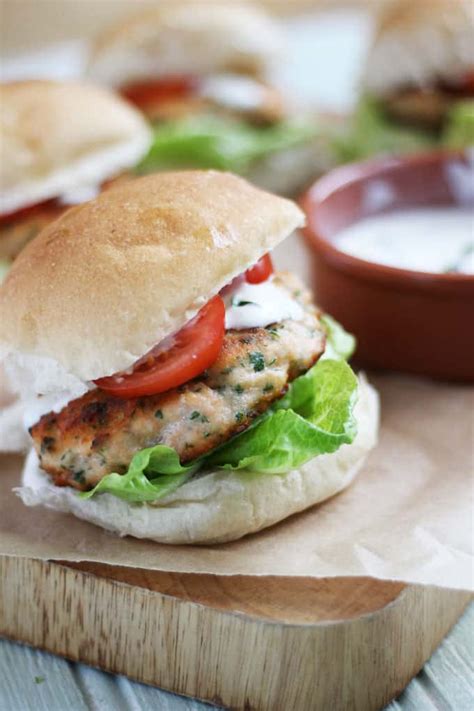 Fresh Salmon Burgers Recipe With Tzatziki Dressing