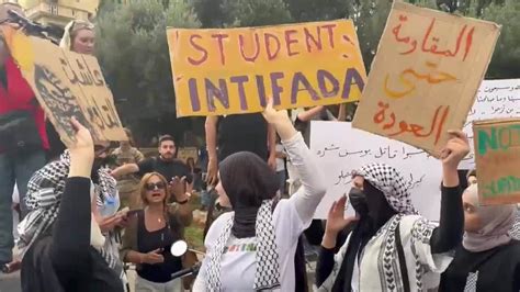 Estudiantes libaneses protestan en el día de la Nakba frente a la