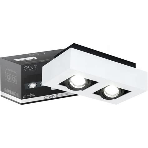 Spot Plafond Double En Saillie Osmin 2 Blanc Noir Ip20 Carré Spot