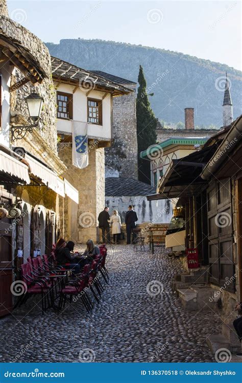 Street in the Old Town of Mostar. Bosnia and Herzegovina Editorial ...