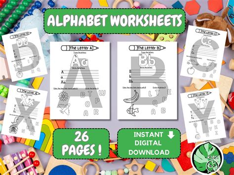 Kids Alphabet Worksheet Activity Book Prek Back to School - Etsy