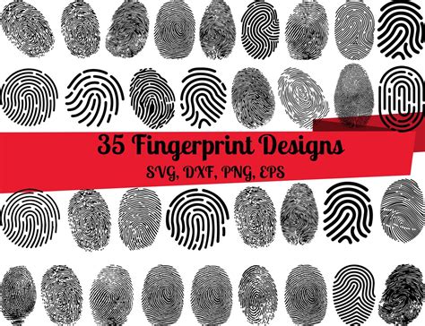 35 Fingerprint SVG Bundle Biometric Svg Fingerprint Dxf Fingerprint