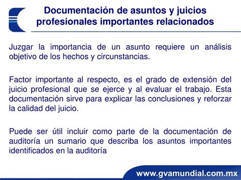 Ppt Norma Internacional De Auditor A Documentaci N De La