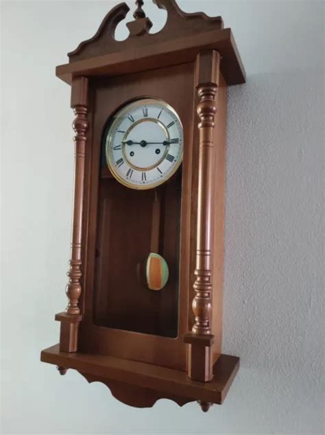 Orologio A Pendolo Da Parete In Legno Scuro Numeri Romani Ricarica