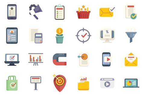 Conjunto De Iconos Llenos De Marketing Vector Plano Ventas Directas