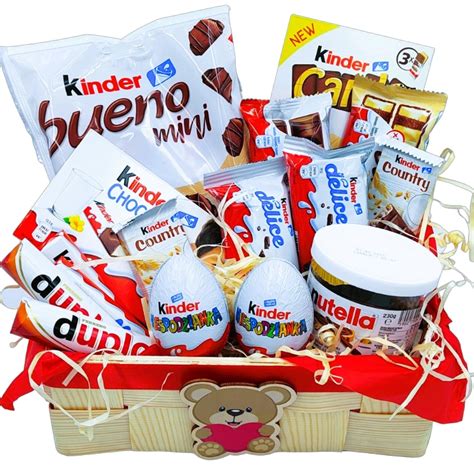 Kosz Prezentowy KINDER Box Zestaw Słodyczy Paczka na Mikołaja Święta