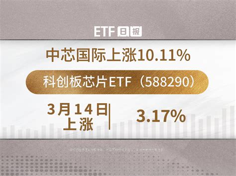 中芯国际上涨1011，科创板芯片etf（588290）3月14日上涨317提供者fx168