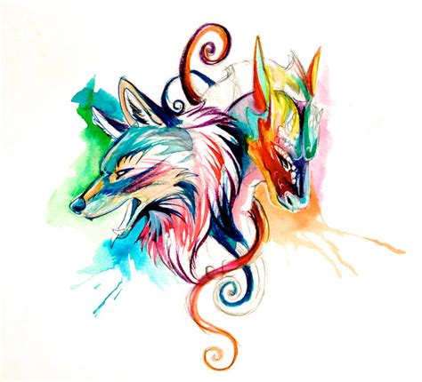 Dragon And Wolf Sketch Design By Katylipscomb On Deviantart