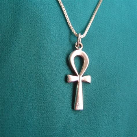 Sterling Silver Ankh Necklace Egyptian Hieroglyph Jewelry Etsy