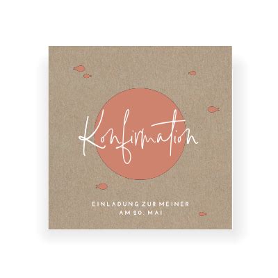 Kraftpapier Konfirmationskarte Mit Elegantem Schriftzug Und Fisch