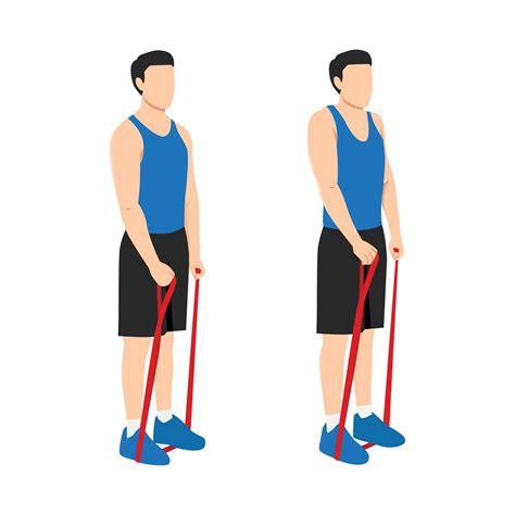 Man Doing Resistance Band Shrugs Exercise Vector Art At Vecteezy