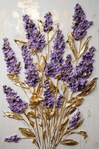 Ramas de lavanda generativas ai dibujadas a mano pintura al óleo con