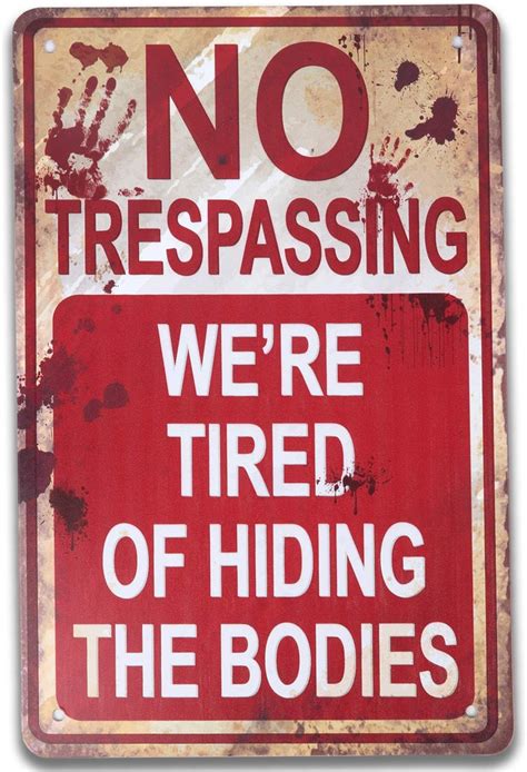 Amazon Gegewoo Halloween Signs No Trespassing Funny Metal Tin