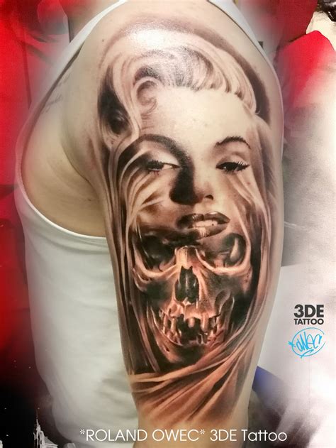 Marilyn Monroe Skull Morph Shoulder Tattoo