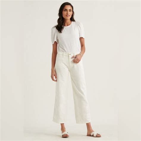 Lucky Brand Pants And Jumpsuits Lucky Brand Mid Rise Crop White Wide