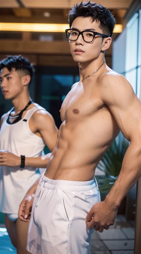 Age 18 Two Topless Cute Gays Sexually Kissing Huge Bulge Gay Hips SeaArt AI