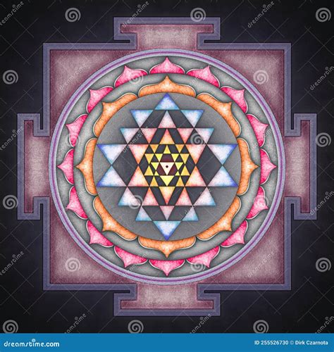 Shri Yantra Chakra Mandala stock illustration. Illustration of sacred - 255526730