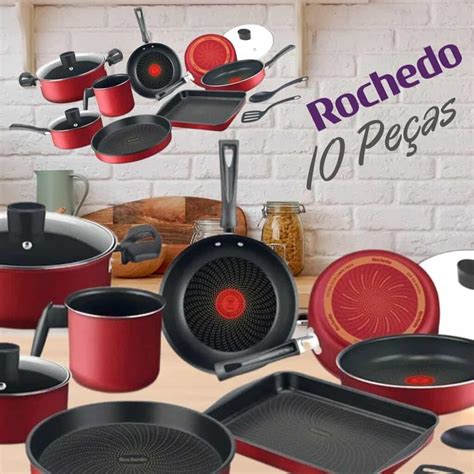 Conjunto De Panelas Rochedo Limpa Fácil Vermelho 10 Peças Promotop