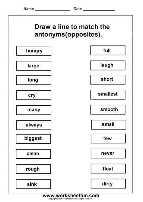 Grade 3 Synonyms And Antonyms Worksheets