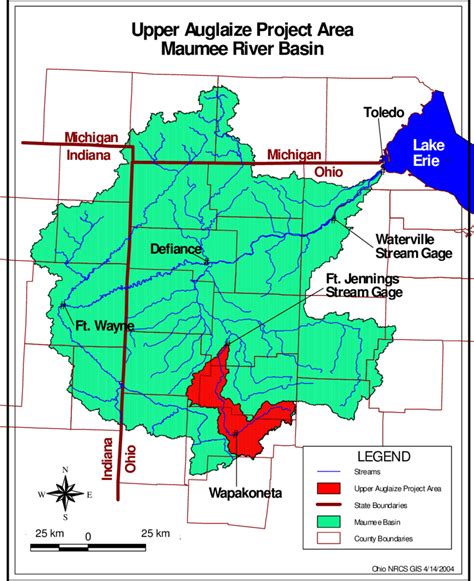 The Maumee River Basin Drainage Network Upper Auglaize Watershed And Download Scientific