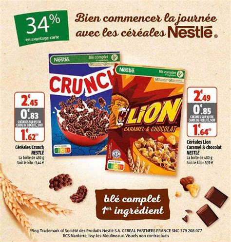 Promo C R Ales Crunch Nestl C R Ales Lion Caramel Chocolat Nestl