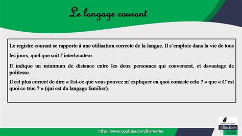 Le Niveau De Langue Familier Courant Soutenu Bien Crire