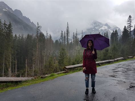 Girl With Umbrella In Rainy Day Stock Photo Image Of Europe Fresh